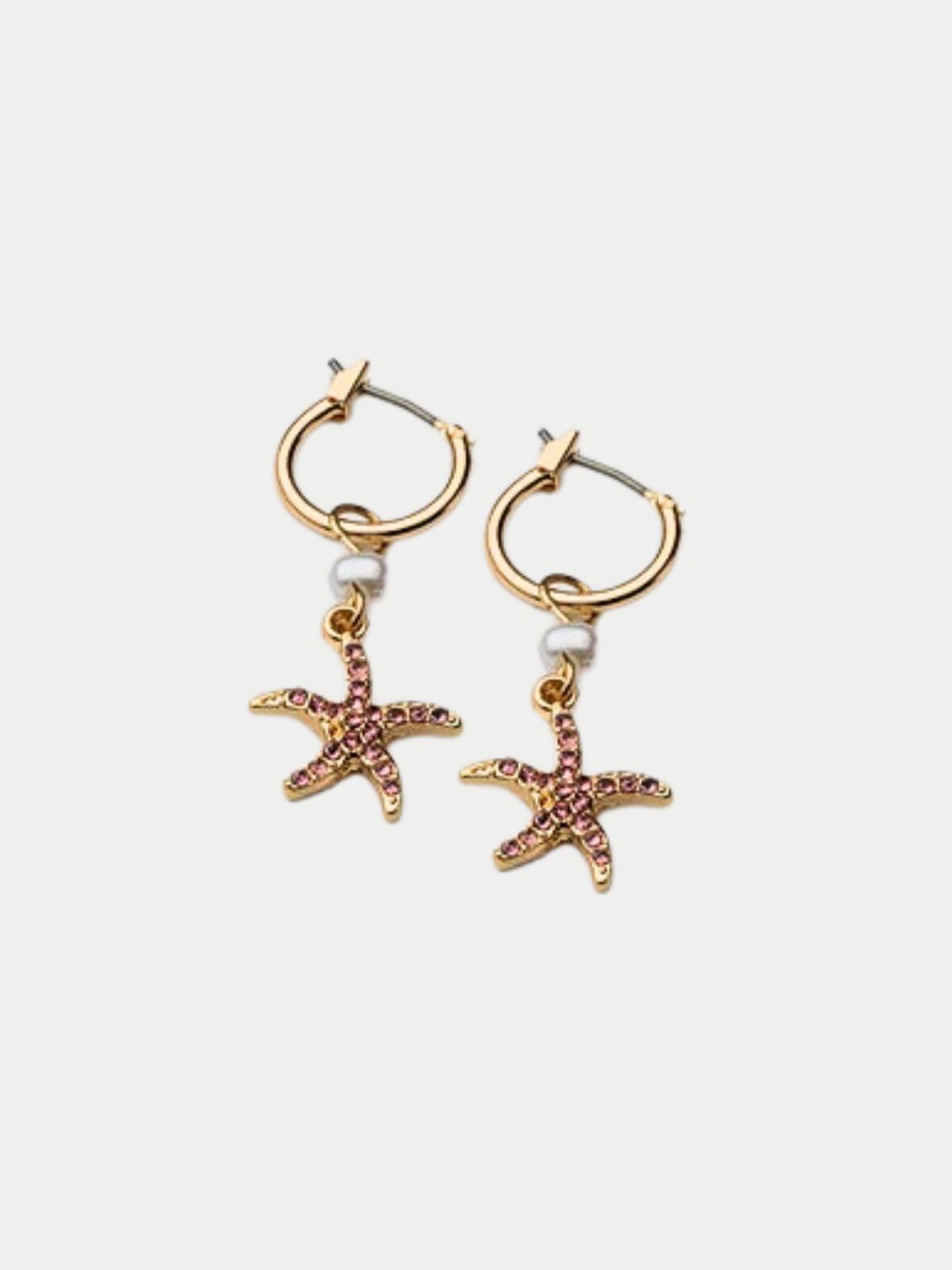 Bow19 Starfish Hoops Pink/Pearl