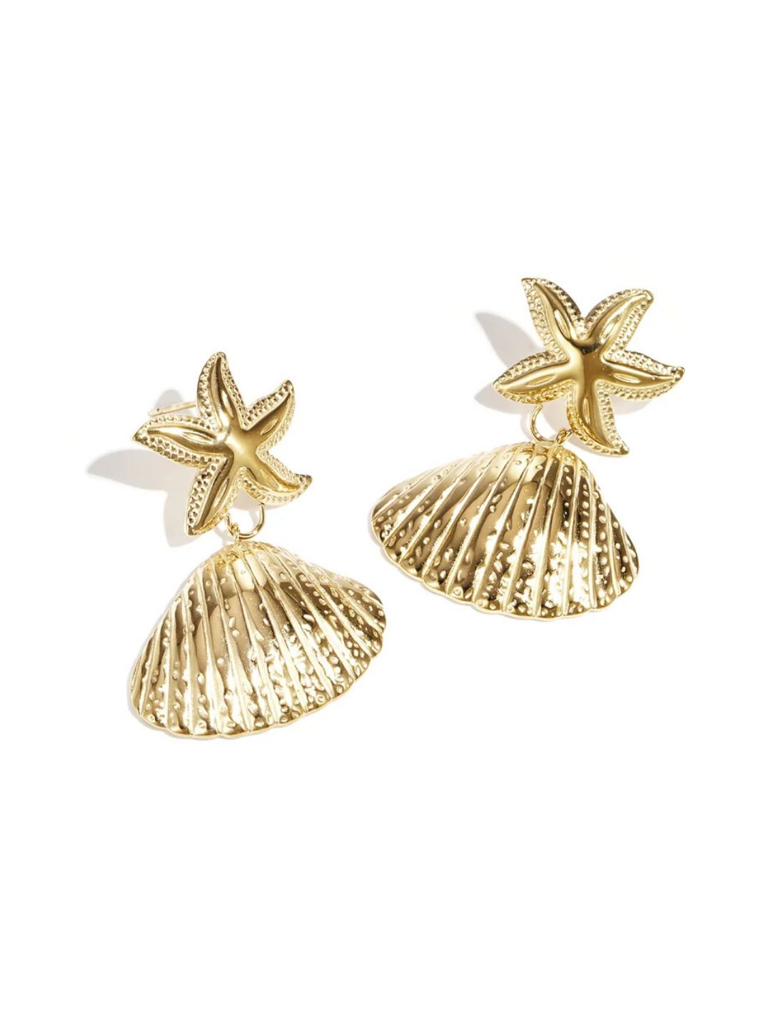 BY DOUS Oorbellen Shell Starfish Goud