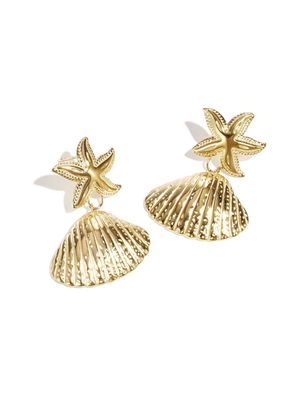BY DOUS Oorbellen Shell Starfish Goud