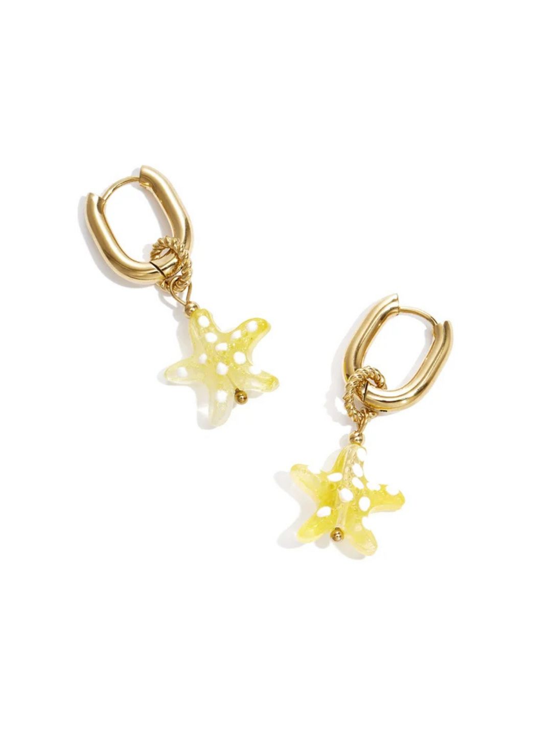BY DOUS Oorbellen Spotted Starfish Geel