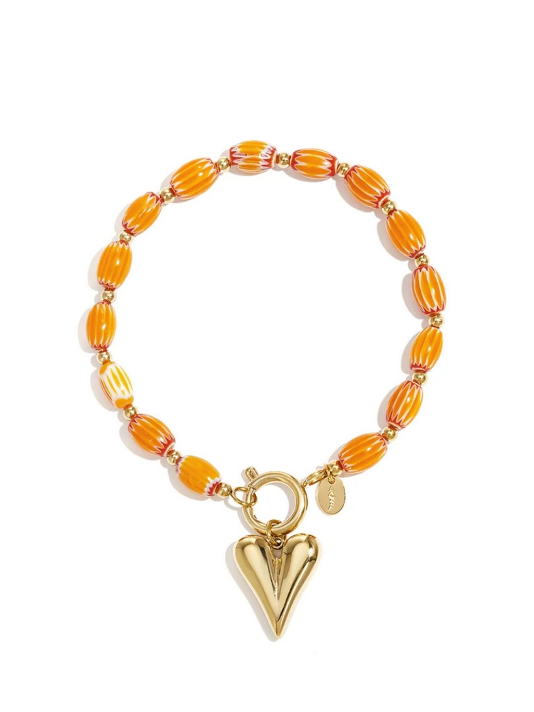 BY DOUS Armband Beaded Heart Oranje