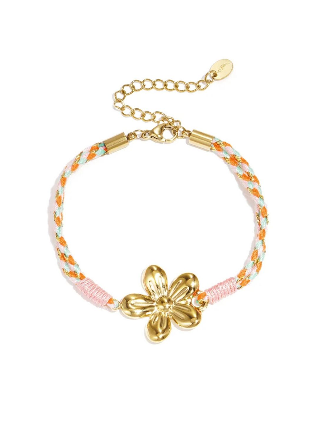 BY DOUS Armband Pink Flower Goud