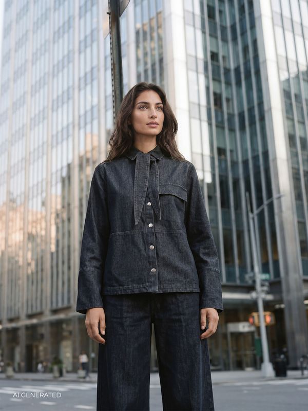 Levete Room Blouse TITUS1 Mid Blue Denim