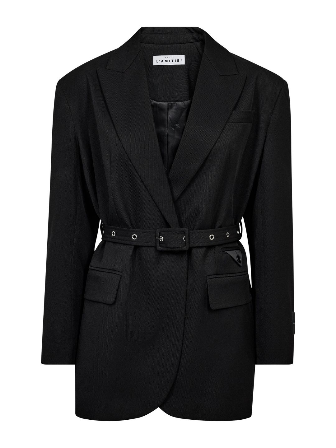 Haute L'Amitie Premiere Oversize Belt Blazer Black