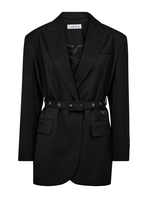 Haute L'Amitie Premiere Oversize Belt Blazer Black