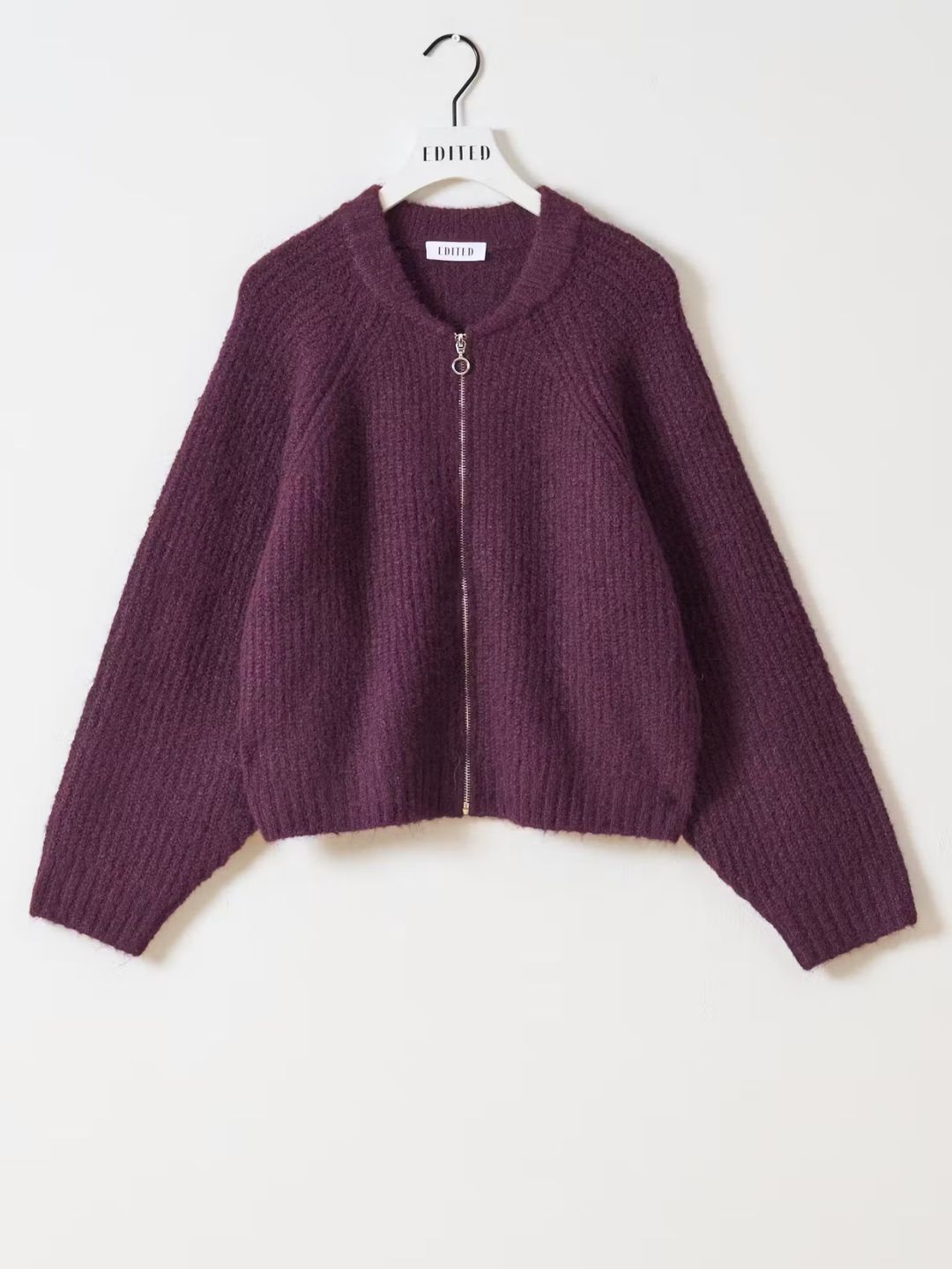EDITED Rani Bomber Cardigan Prune Purple
