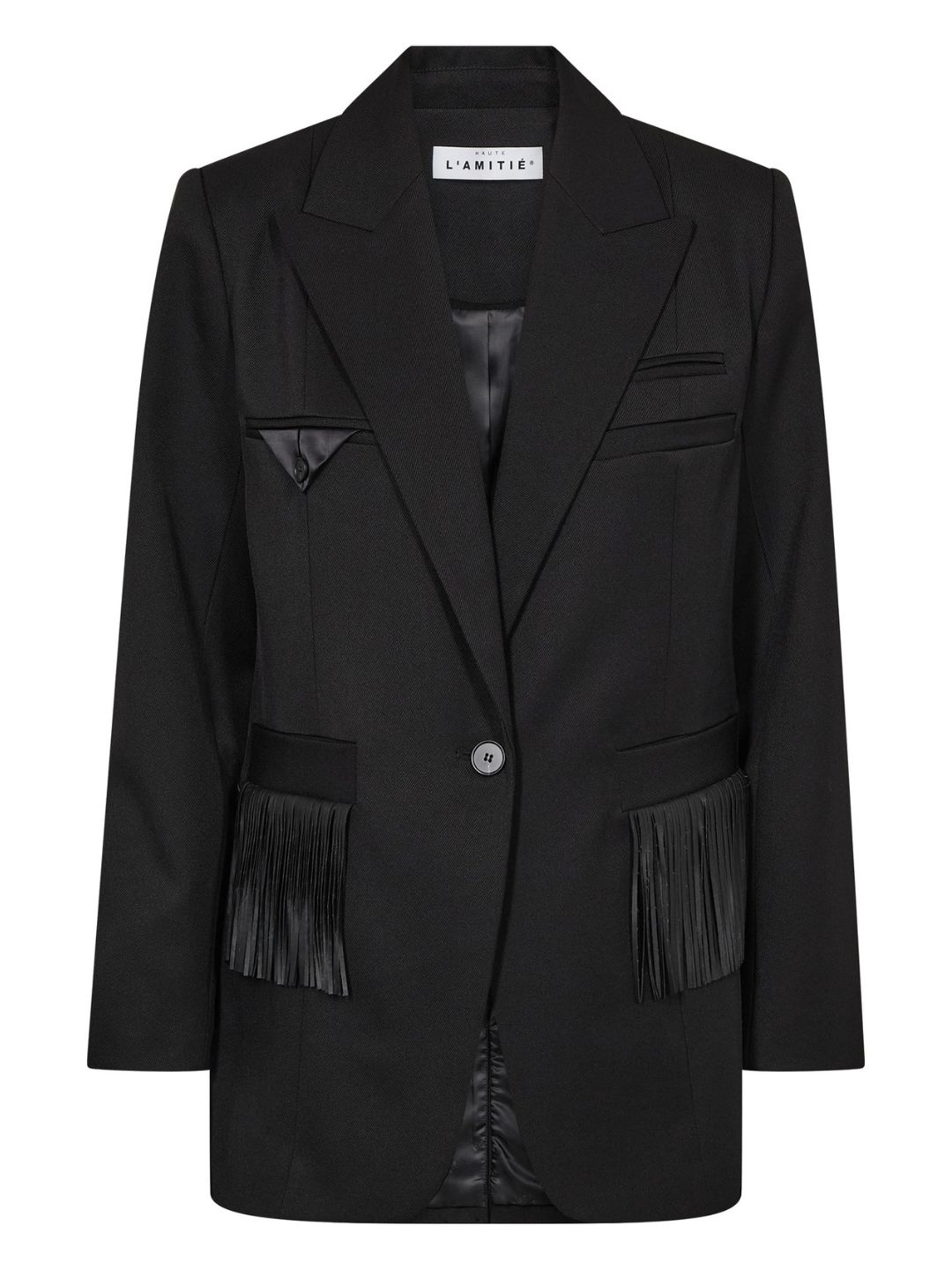 Haute L'Amitie Premiere Fringe Blazer Black