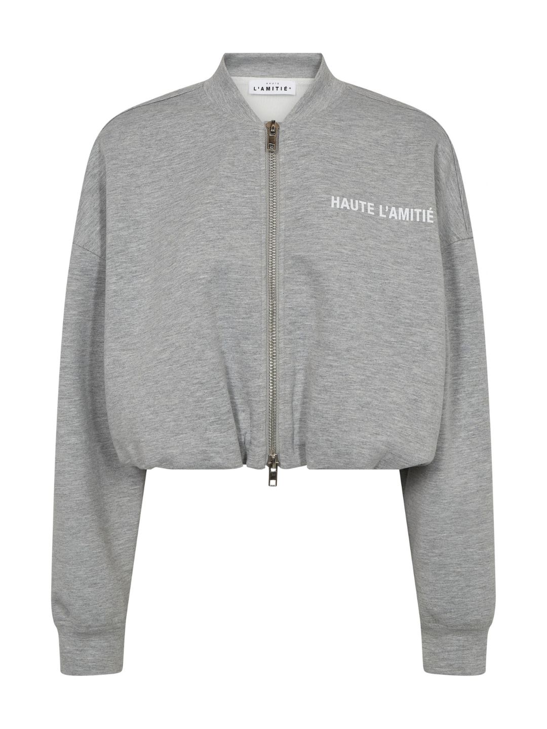 Haute L'Amitie Maxi Crop Zip Sweat Grey Melange