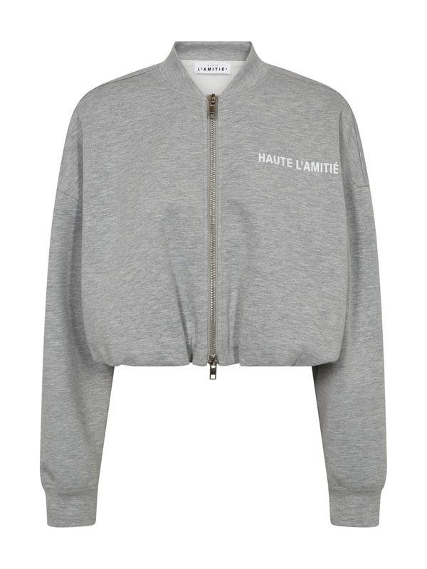 Haute L'Amitie Maxi Crop Zip Sweat Grey Melange