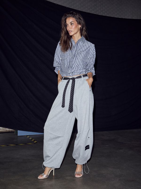 Haute L'Amitie Maxi Split Tie Pant Grey Melange