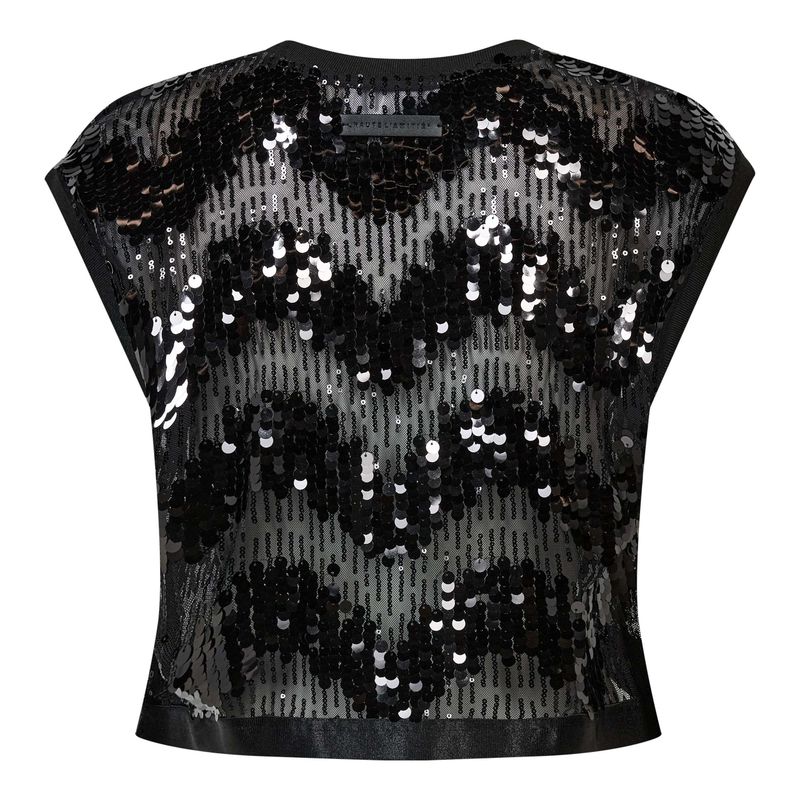 Haute L'Amitie Mirror Sequin Crop Top Black