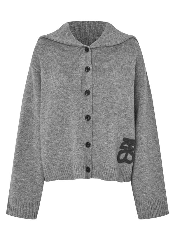 Second Female Alpha Knit Collar Cardigan Grey