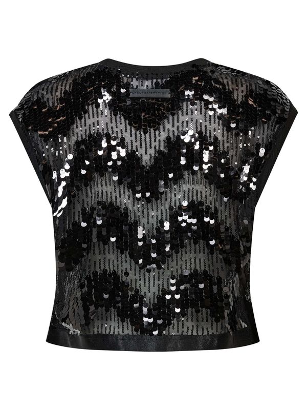 Haute L'Amitie Mirror Sequin Crop Top Black