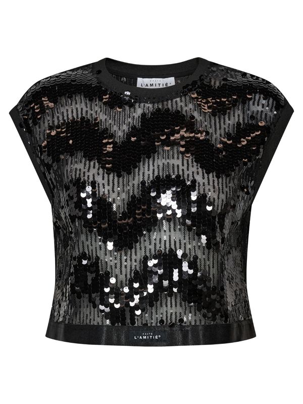 Haute L'Amitie Mirror Sequin Crop Top Black