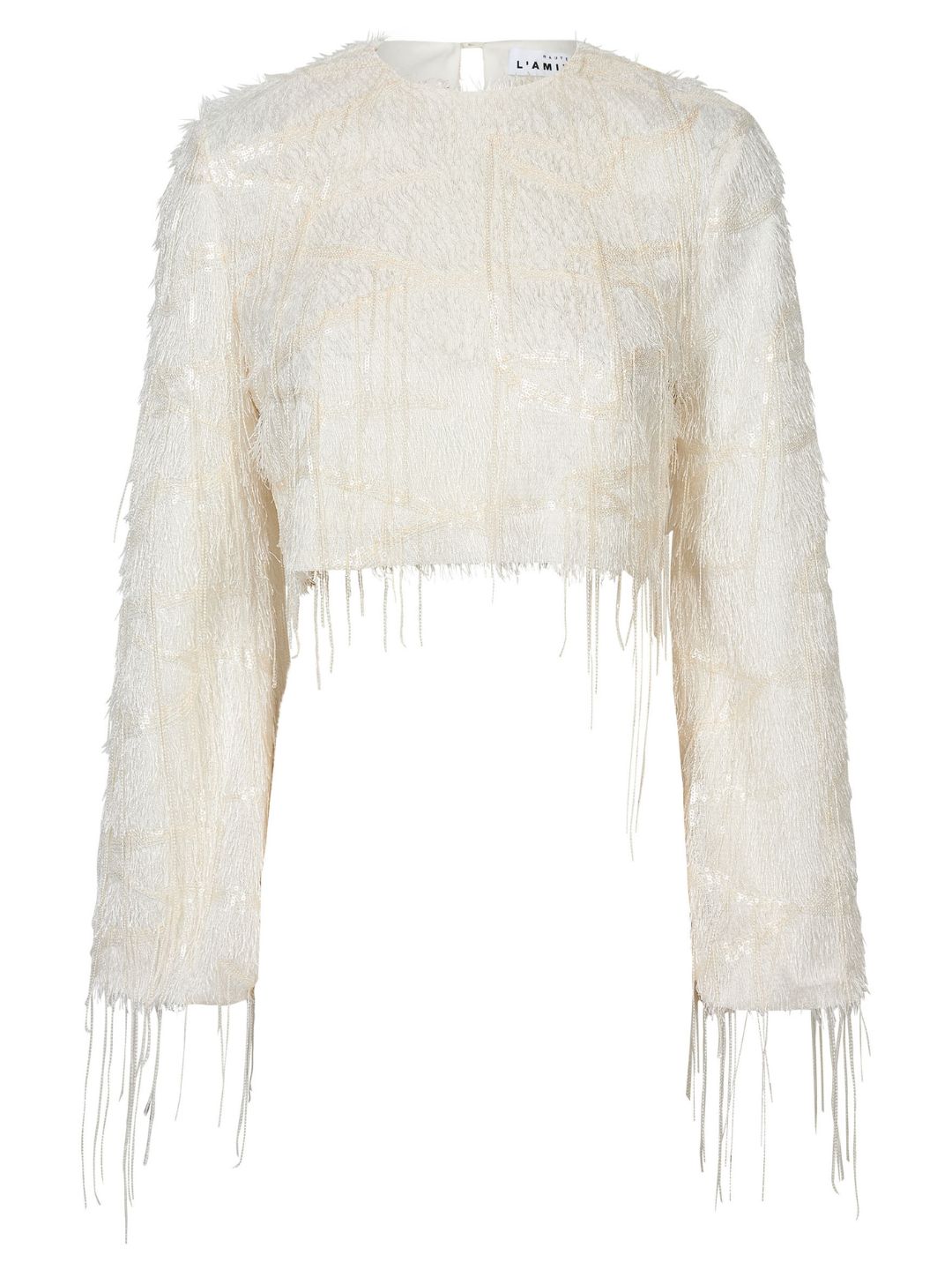 Haute L'Amitie Sequin Fringe Blouse Pearl