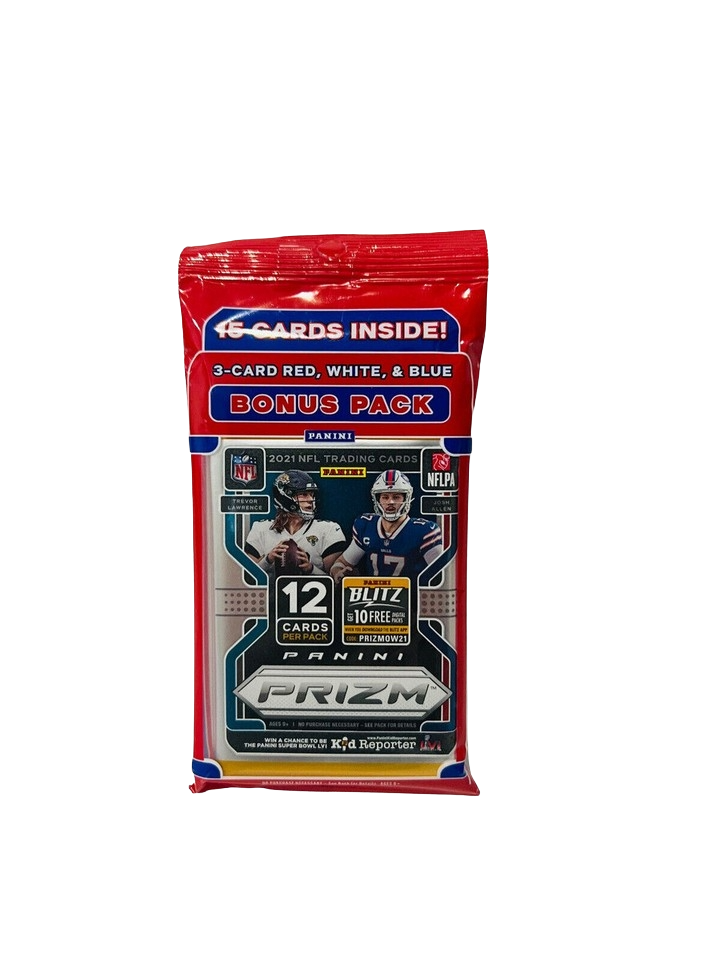 2021 Panini Prizm NFL Football Cello Pack. W/Red White &amp; Blue Bonus Pack.