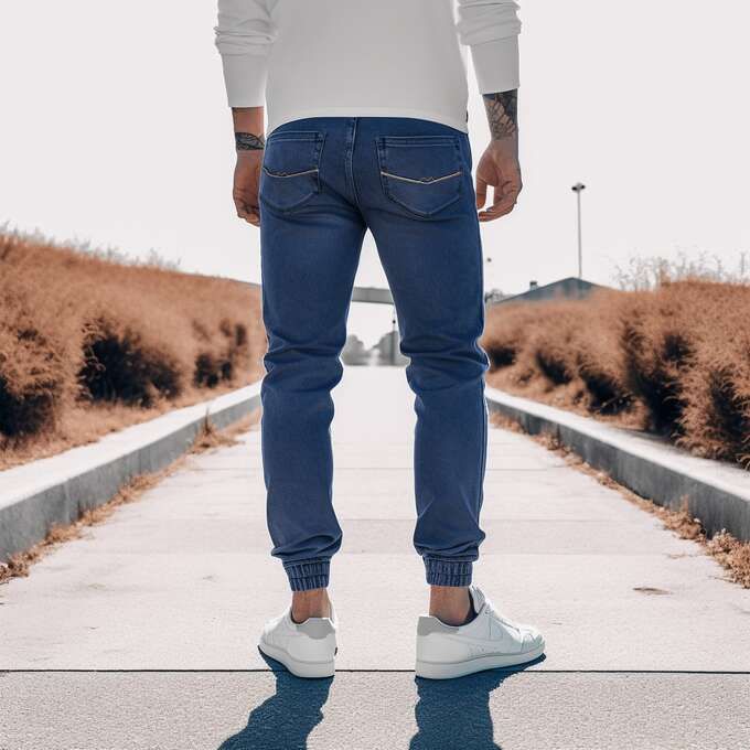 Classic Stitching Spodnie Jeans Jogger