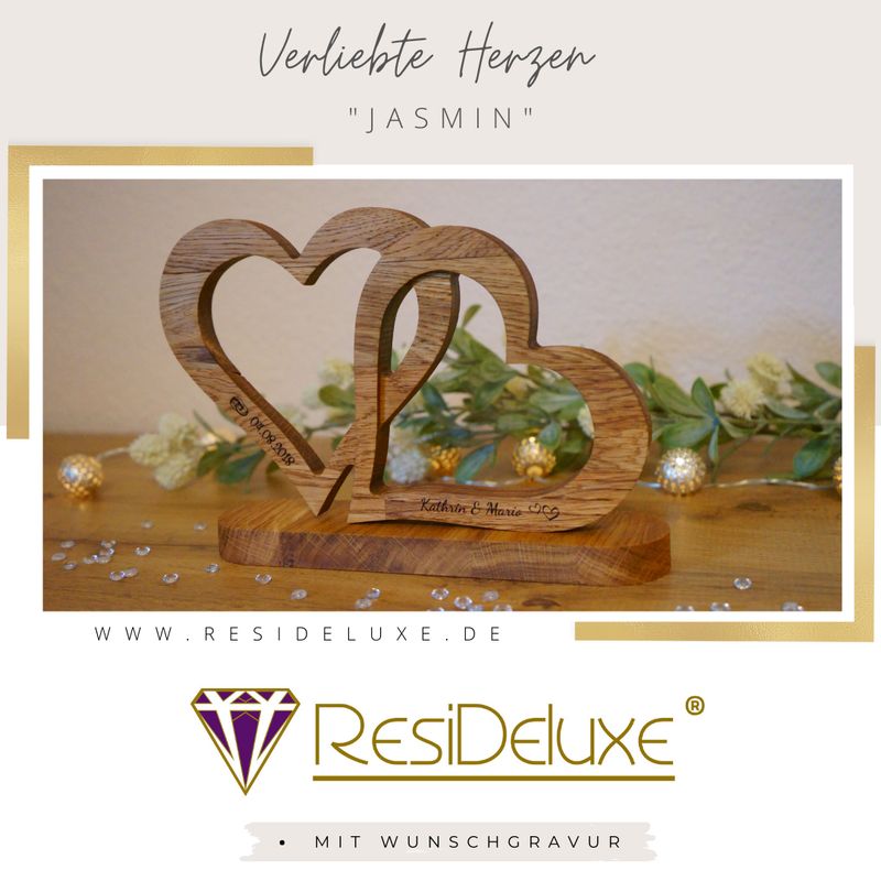 Verliebte Herzen "JASMIN" (Eiche dunkel veredelt)