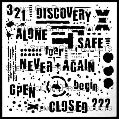 StencilGirl Stencil - Text and Texture Discovery