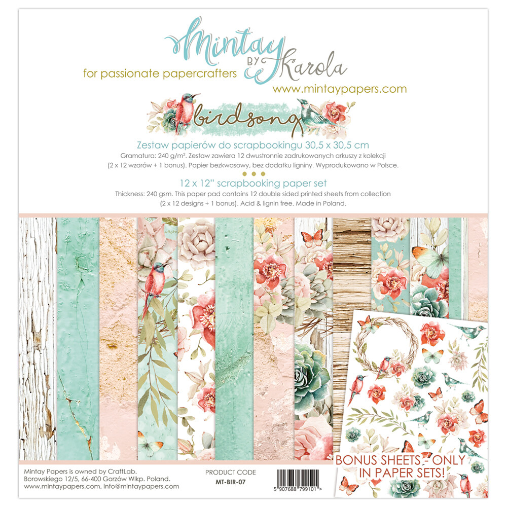Mintay 12 x 12 paper pad - Birdsong