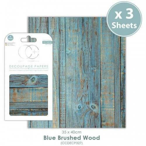 Craft Consortium Decoupage Papers 3 sheets - Blue Brushed