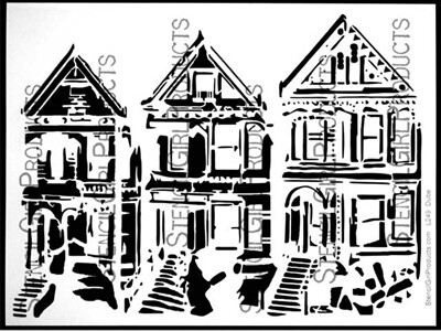 StencilGirl Stencil - Trio of Houses