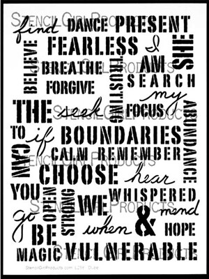 StencilGirl Stencil - Uplifting Words