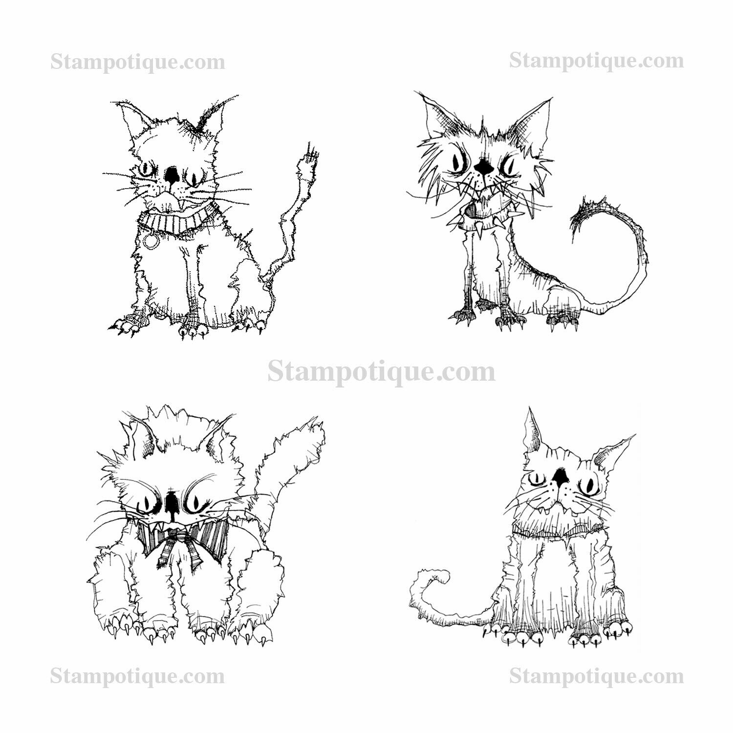 Stampotique - Kitty Cube (Wood Mount)