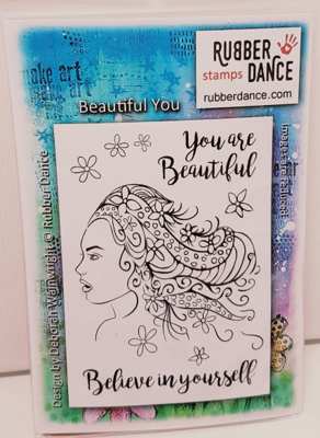 Rubber Dance Unmounted Red Rubber Stamp - Beautiful You