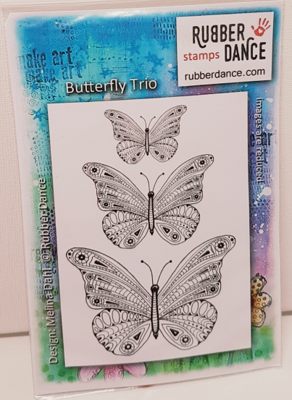 Rubber Dance Unmounted Red Rubber Stamp - Butterfly Trio