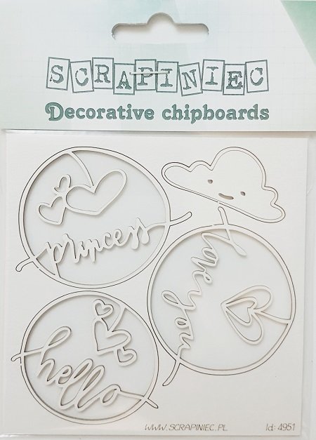 Clouded hearts - princess - chipboard set