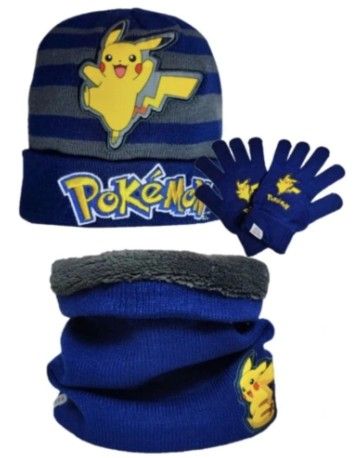 Pokémon Set: Hat, Scarf &amp; Gloves – Pikachu