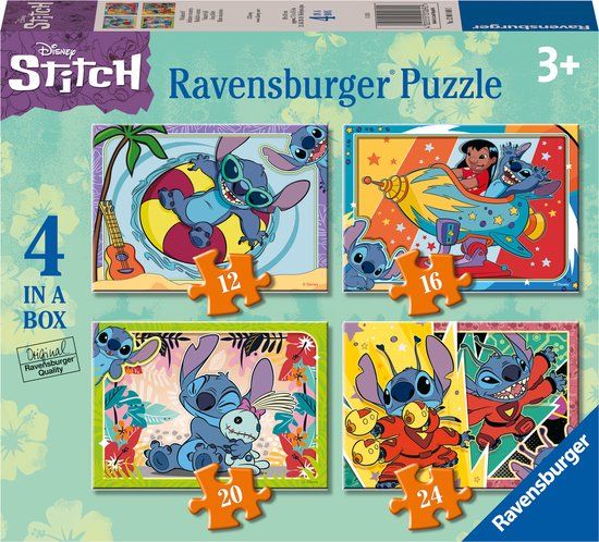 4-in-1 Puzzle: Disney Stitch  (12+16+20+24 pieces)