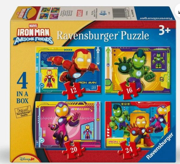 4-in-1 Puzzle: Iron Man &amp; friends  (12+16+20+24 pieces)