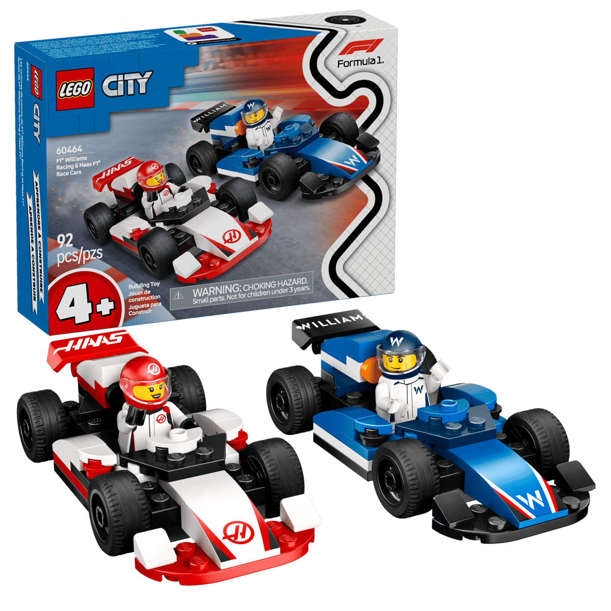 LEGO City F1 Williams Racing en Haas F1 racewagens