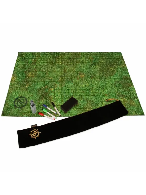 Reusable battle mat ft whiteboard surface in a detailed “Grassland” design