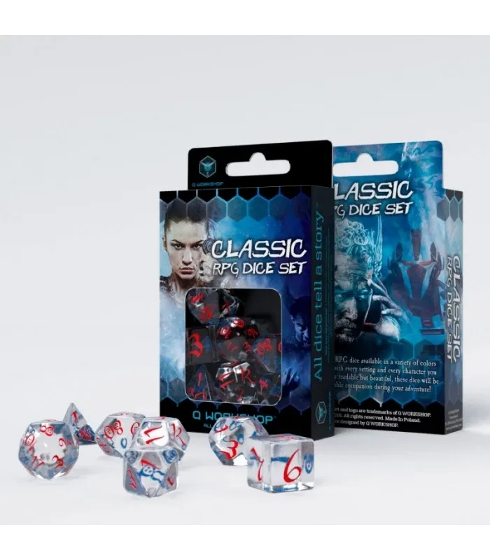 Klassieke RPG Dobbelset – Transparant &amp; Rood (7 stuks)