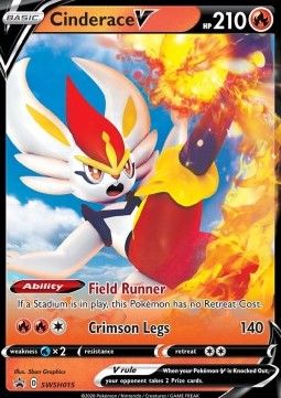 Pokemon TCG : Cinderace V (SWSH 015) NM
