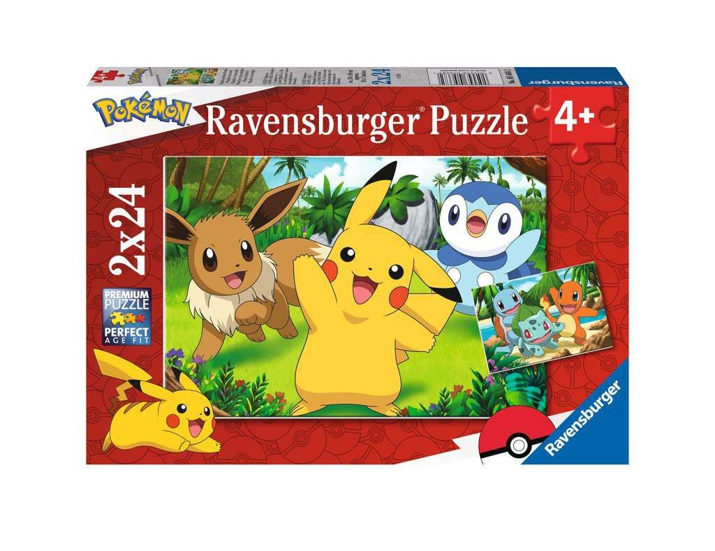 2 in 1 puzzel - 2x24 stukken - Pokémon - Pikachu en zijn vrienden