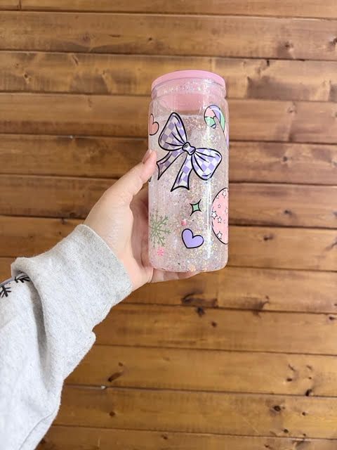 Christmas Bows Acrylic Snow Globe Tumbler
