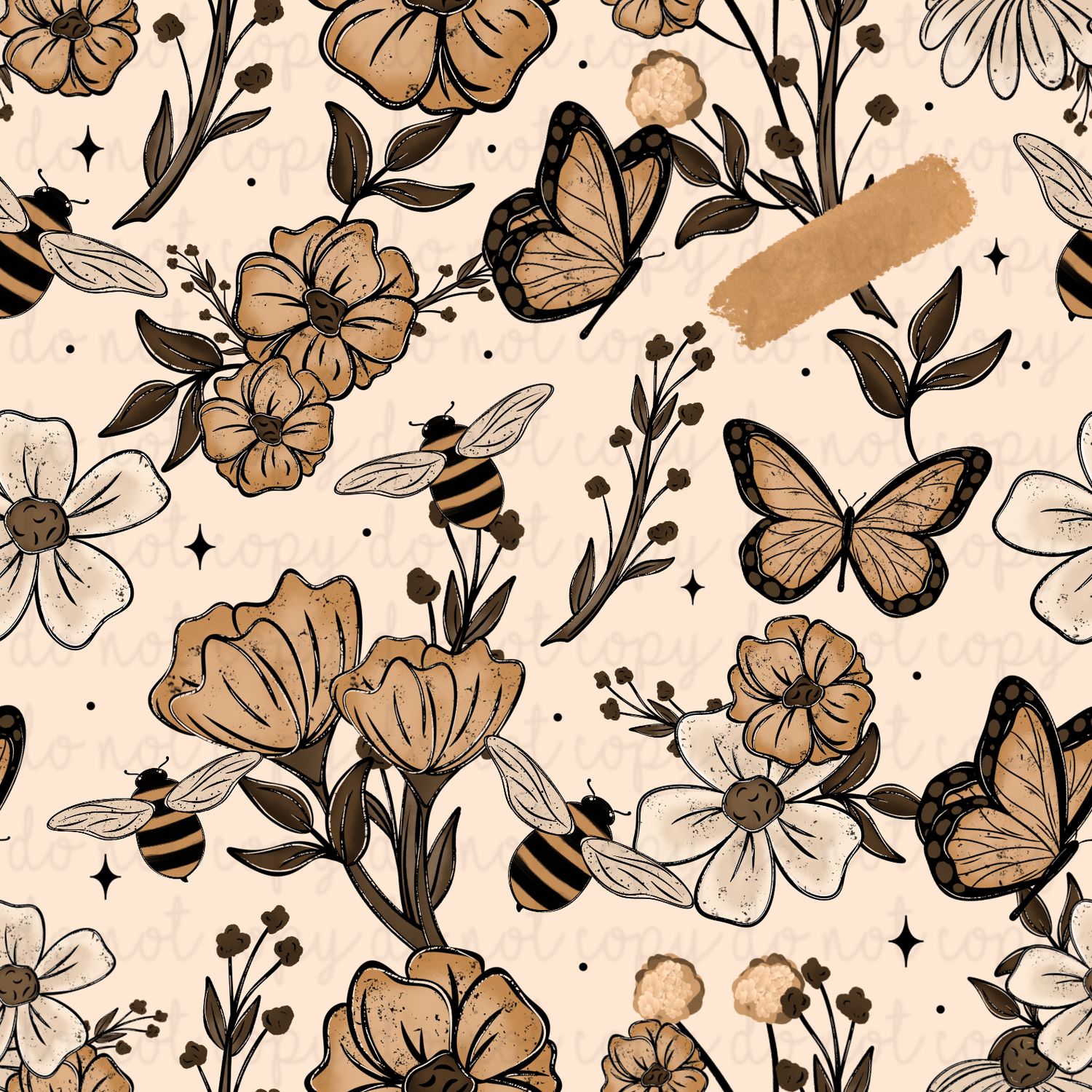 Fall Floral Bees Seamless