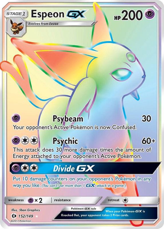 Espeon GX Full Art Secret Holo Sun &amp; Moon 152/149