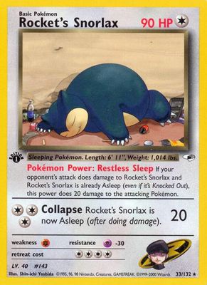 Rocket's Snorlax 1st Edition Gym Heroes 33/132