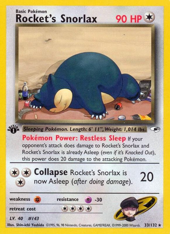Rocket&#39;s Snorlax 1st Edition Gym Heroes 33/132