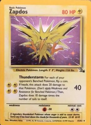 Zapdos Holo Fossil 15/62