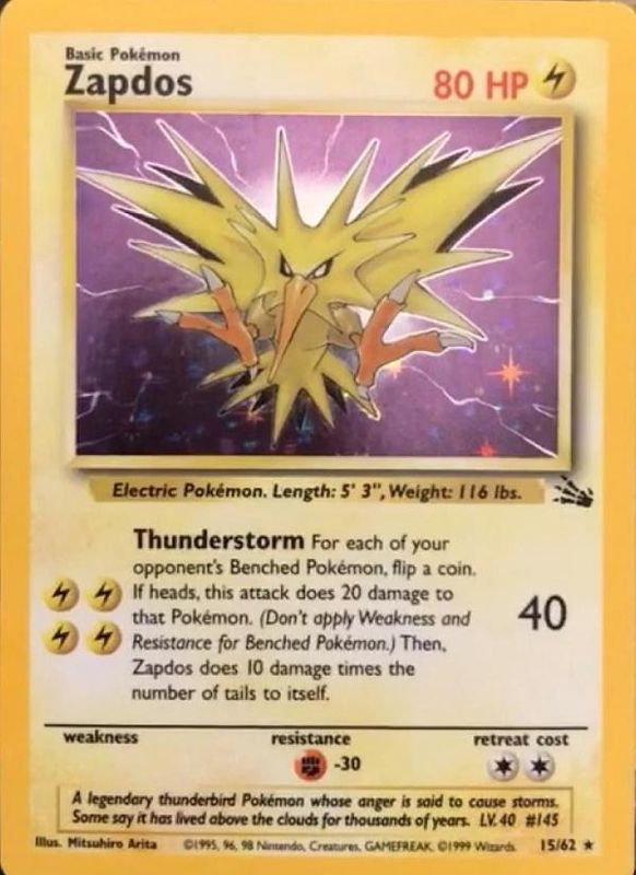 Zapdos Holo Fossil 15/62