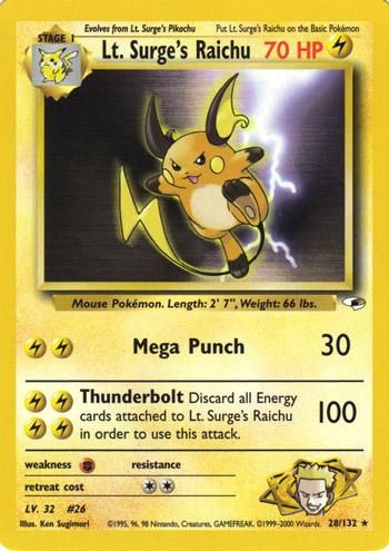Lt. Surge&#39;s Raichu Gym Heroes 28/132
