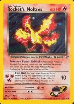 Rocket's Moltres Holo Gym Heroes 12/132