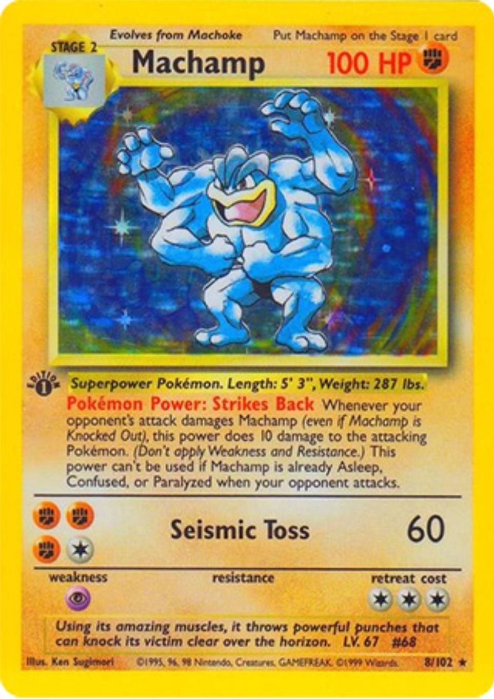 Machamp 1st Edition Holo Base Set 8/102