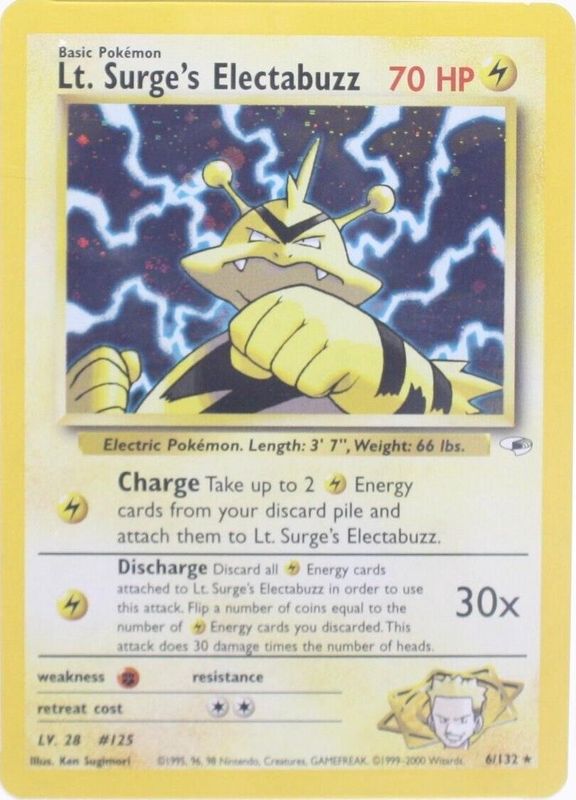 Lt. Surge&#39;s Electabuzz Holo Gym Heroes 6/132